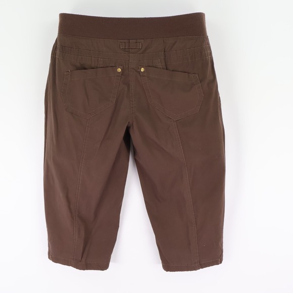 Dots Capri‎ Pants Womens Size 8 Dark Brown Cotton Stretch Waist Mid Rise Pockets - Picture 2 of 6